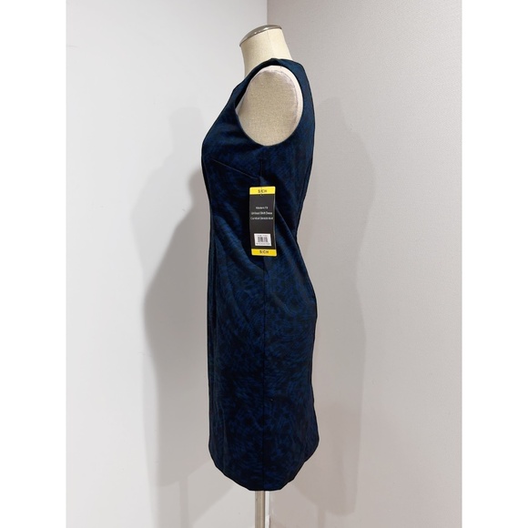 Mario Serrani Women's Blue Black Printed Unlined Comfort Knit Shift Dress Size S - Picture 6 of 10